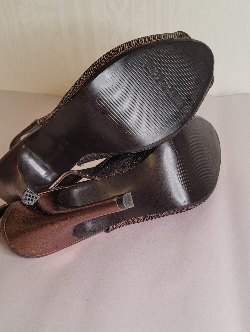 Lulu Townsend Bronze Glitter Stilettos - Picture 8 of 9